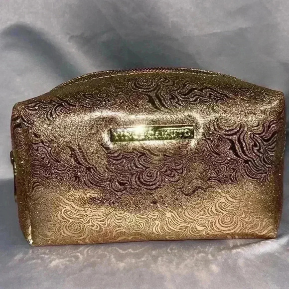 Vince Camuto Handbags - Vince Camuto Cosmetic Travel Pouch Makeup Bag Floral Rose Gold Zip Rectangle